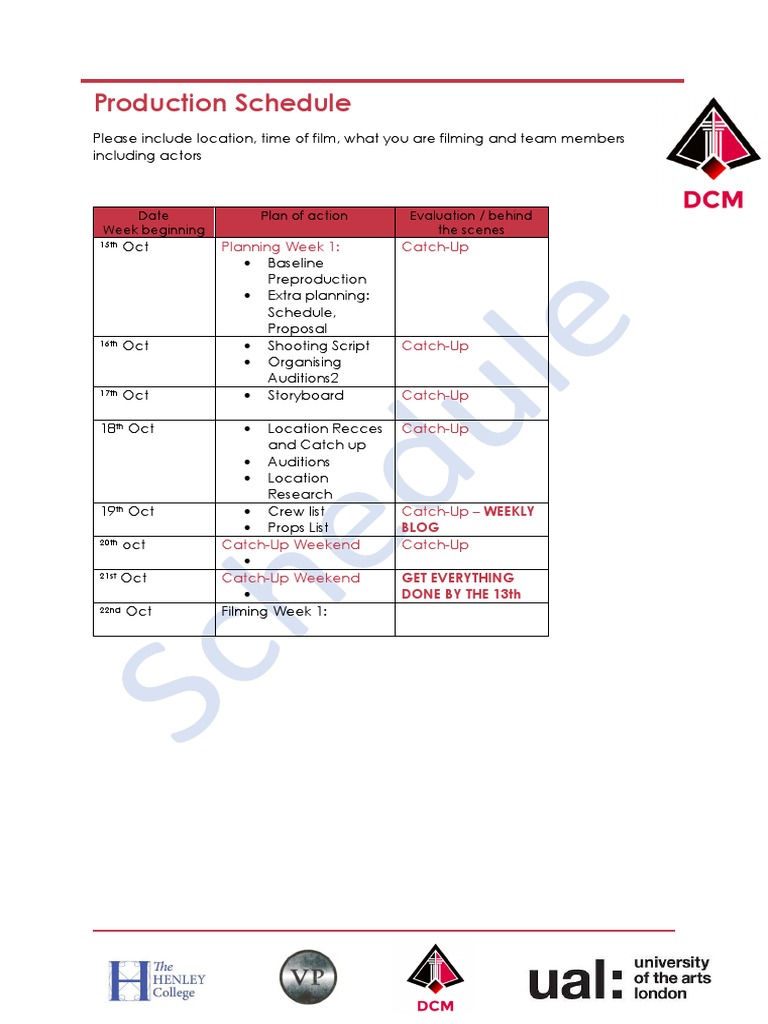 Production Schedule Music | PDF