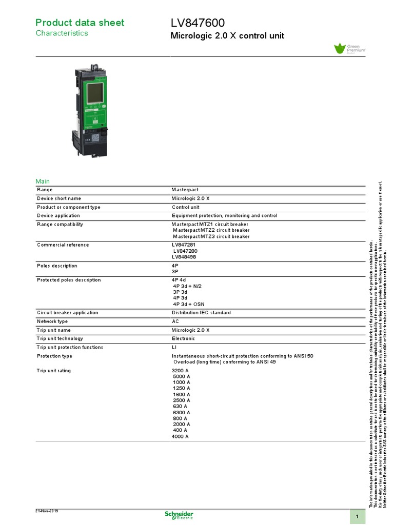 Micrologic 2.0 X Control Unit Overview | PDF | International ...
