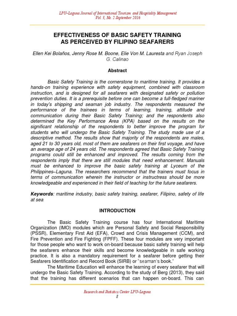 Effectiveness of Basic Safety Training | PDF | Survey Methodology ...