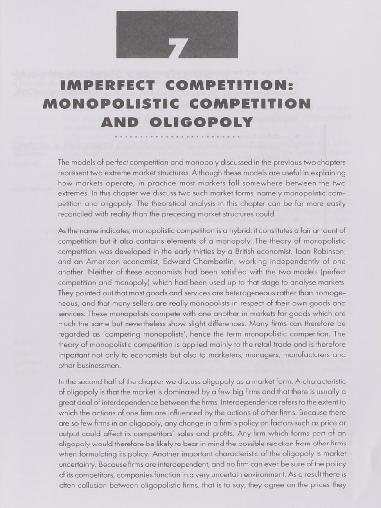 Imperfect Competition: Monopolistic Competition and Oligopoly | PDF ...