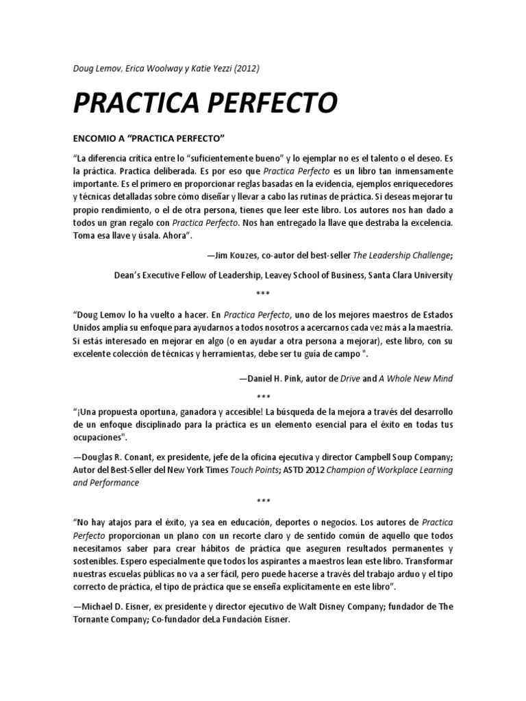 Claves de la Práctica Perfecta para el Éxito | PDF | Crecimiento ...