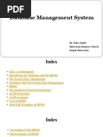 Database Management System: Dr. Neha Gulati University Business School Panjab University