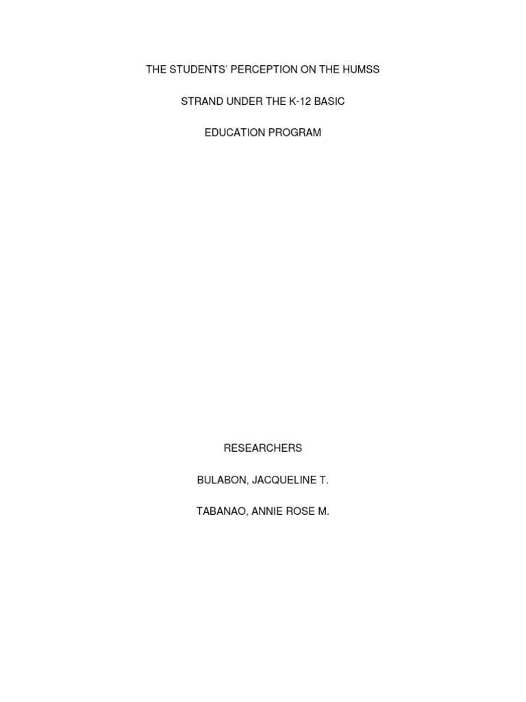 quantitative research article related to humss strand