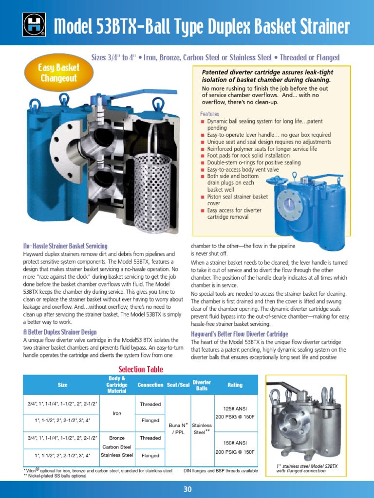 Model 53BTXBall Type Duplex Basket Strainer Download Free PDF Valve Equipment