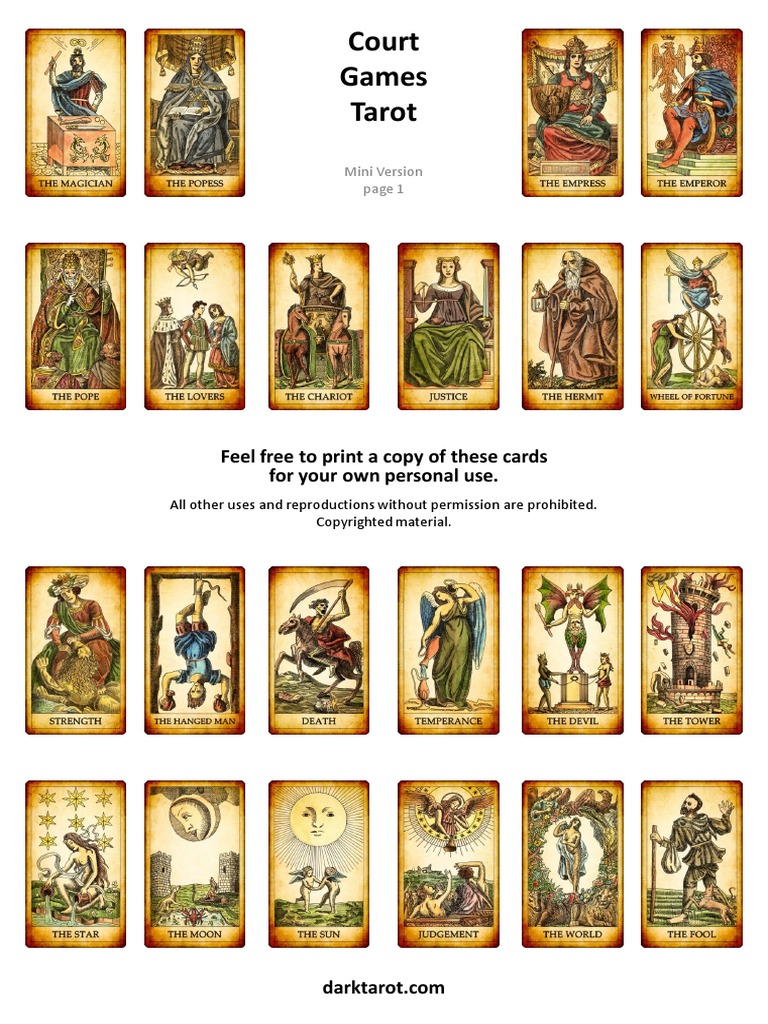 Cartas Tarot Versao Mini Printable PDF | PDF