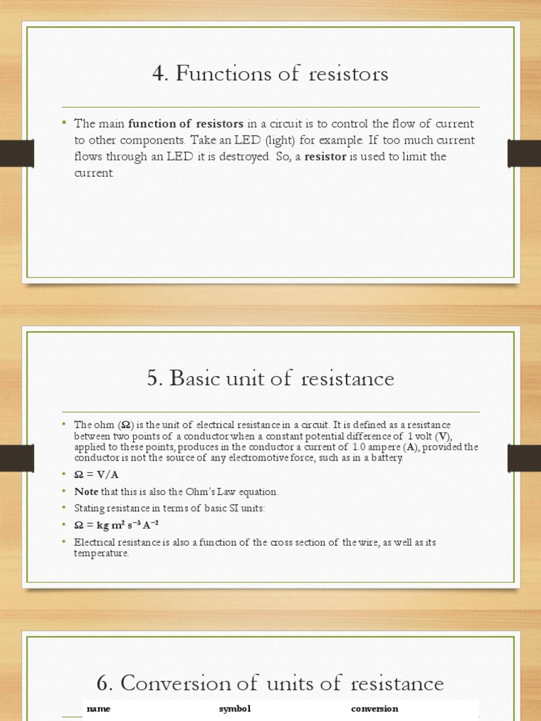 Functions of Resistors PDF Resistor Volt