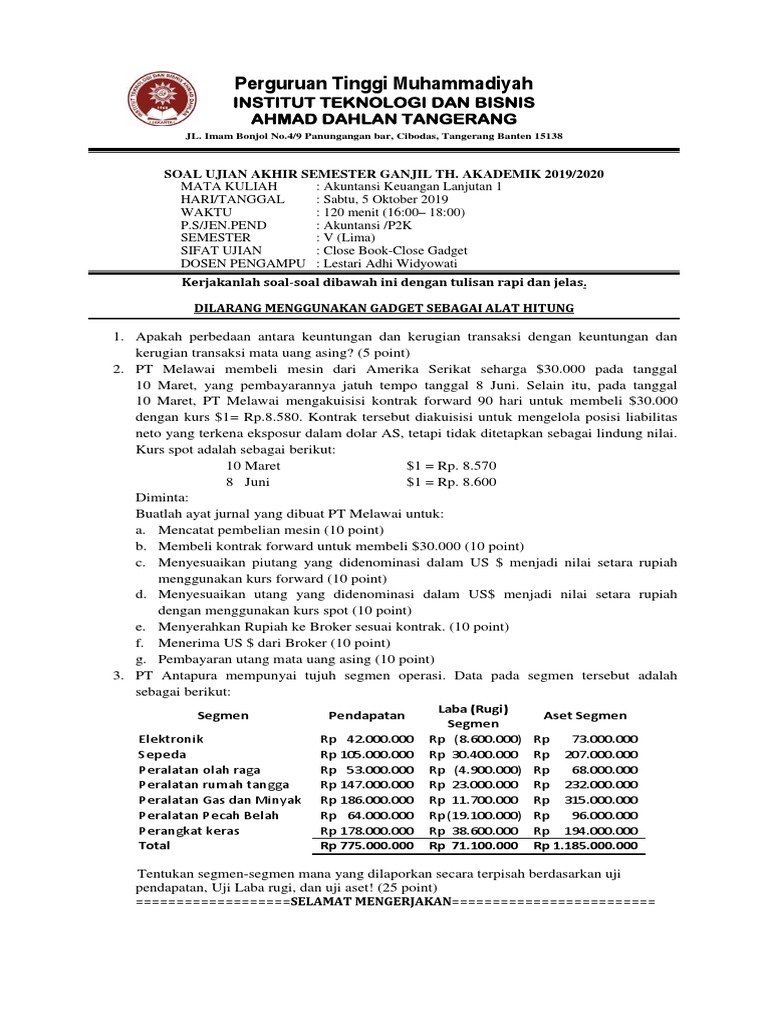 Uts Akuntansi Keuangan Lanjutan 1 Smt 5 A