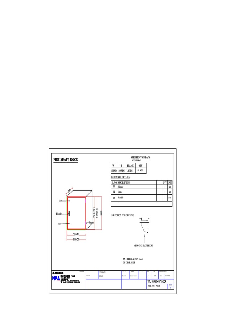 Fire Shaft Door Specifications | PDF