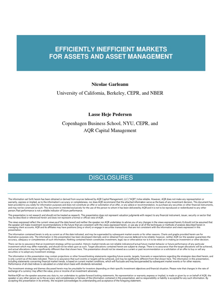 Efficiently Inefficient Markets For Assets and Asset Management | PDF ...