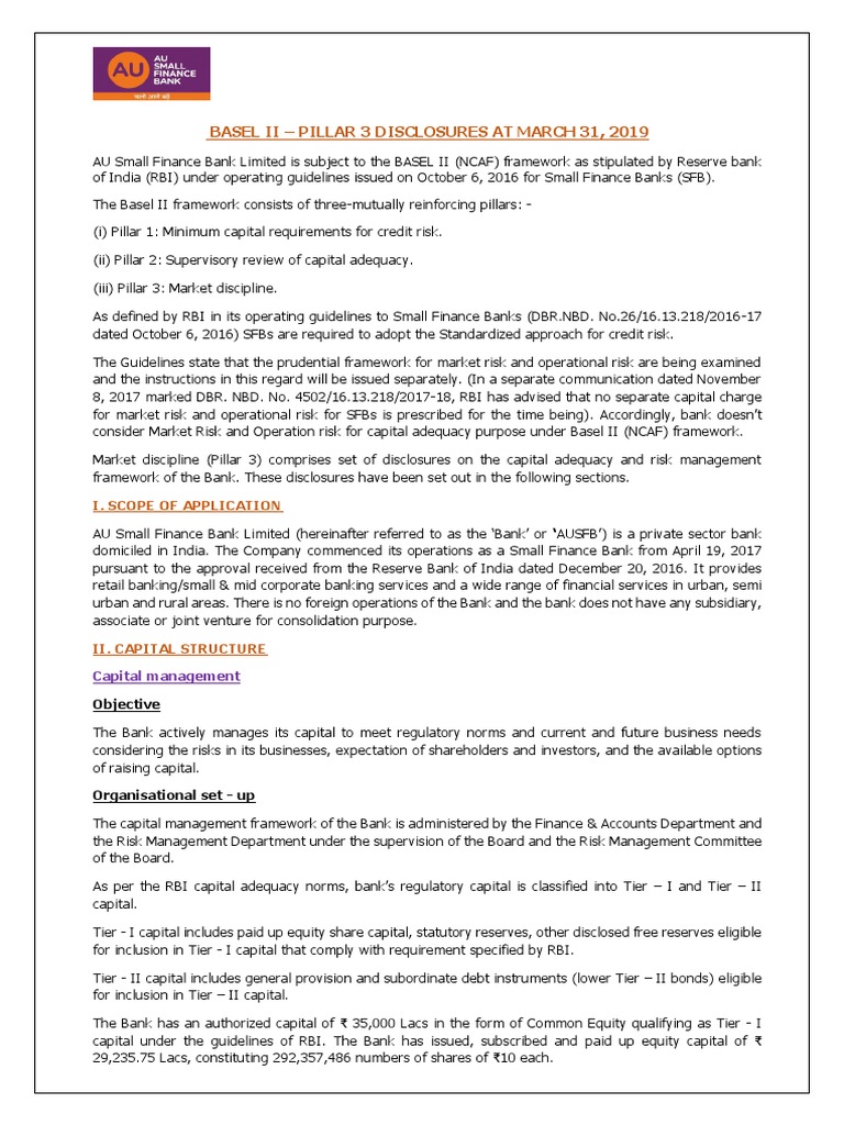 Pillar III 31st March 2019 | PDF | Capital Requirement | Basel Ii
