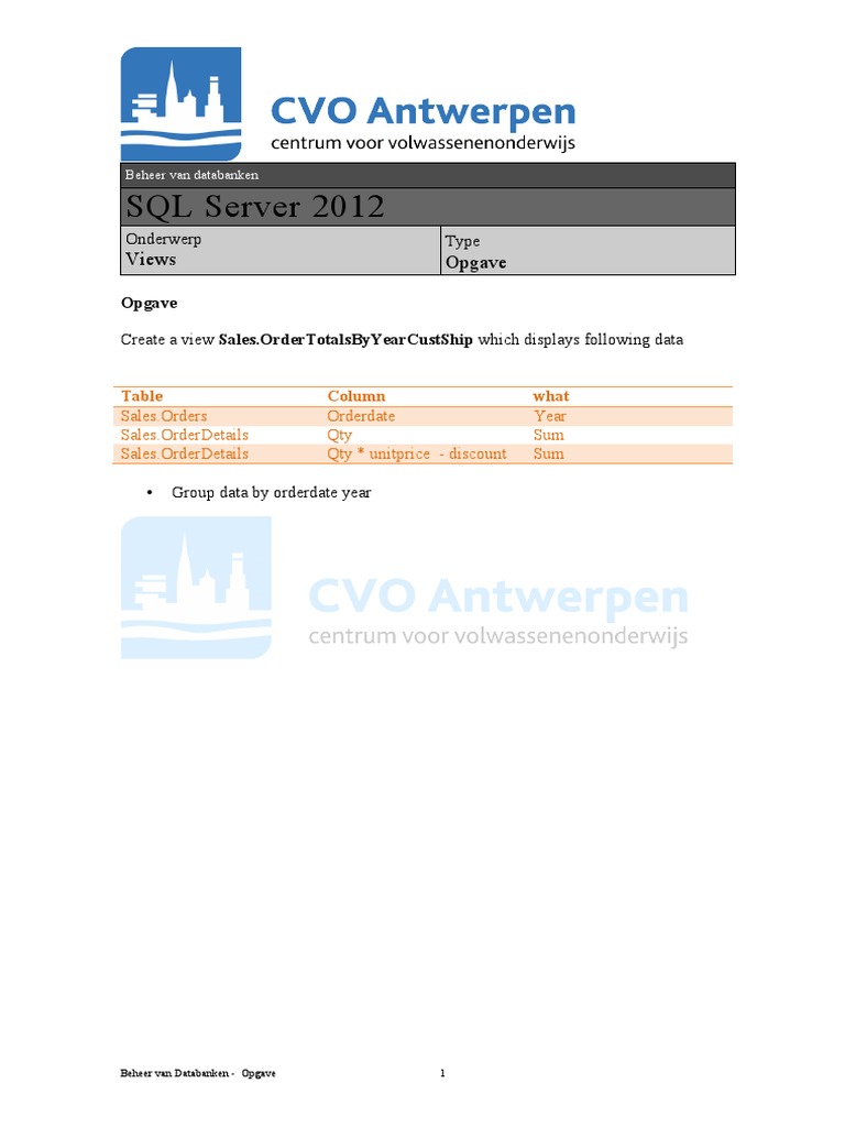 SQL Server View Creation Task | PDF
