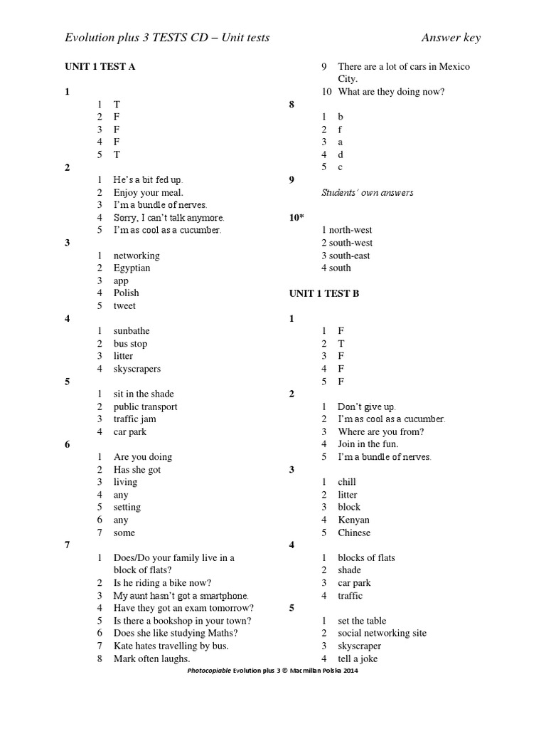 Unit Tests Answer Key PDF | PDF | Nature | Nature