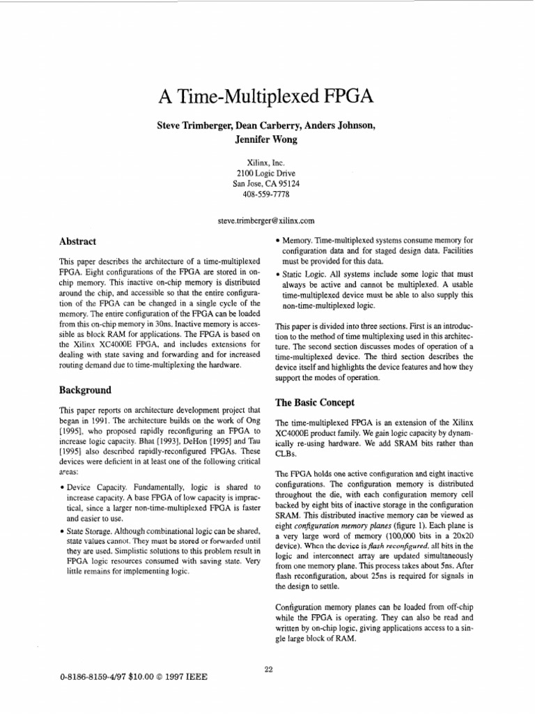 Time-Multiplexed FPGA Architecture | PDF | Field Programmable Gate ...