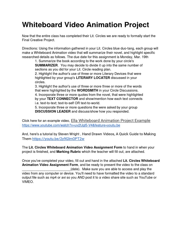 Whiteboard Animation Project Guidelines | PDF | Media Technology ...