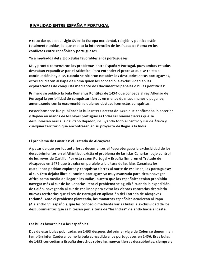 ¿Cuáles fueron las causas de la rivalidad entre España y Portugal