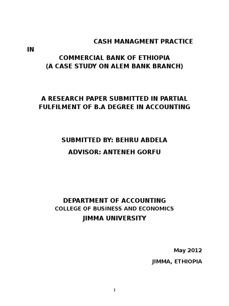 Cash Management Practices at Alem Bank | PDF | Banks | Cheque