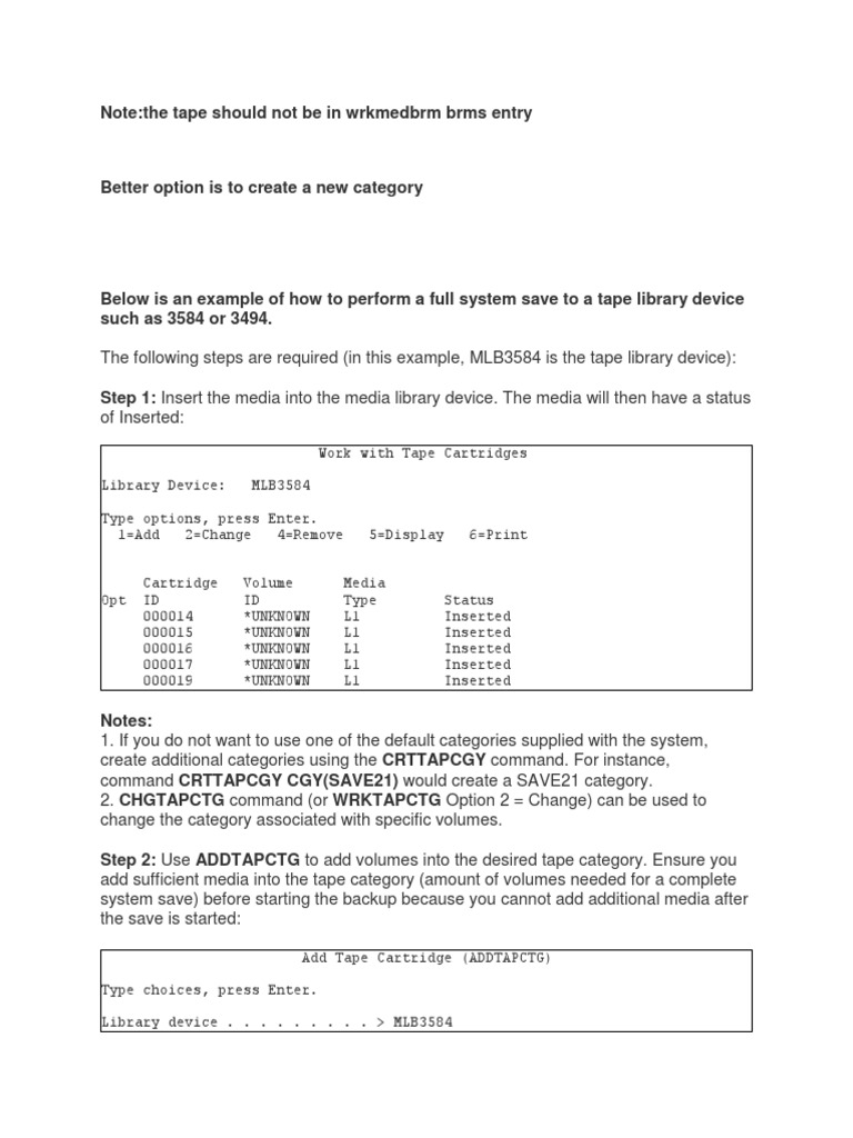 Full System Save to Tape Library | PDF | Areas Of Computer Science ...
