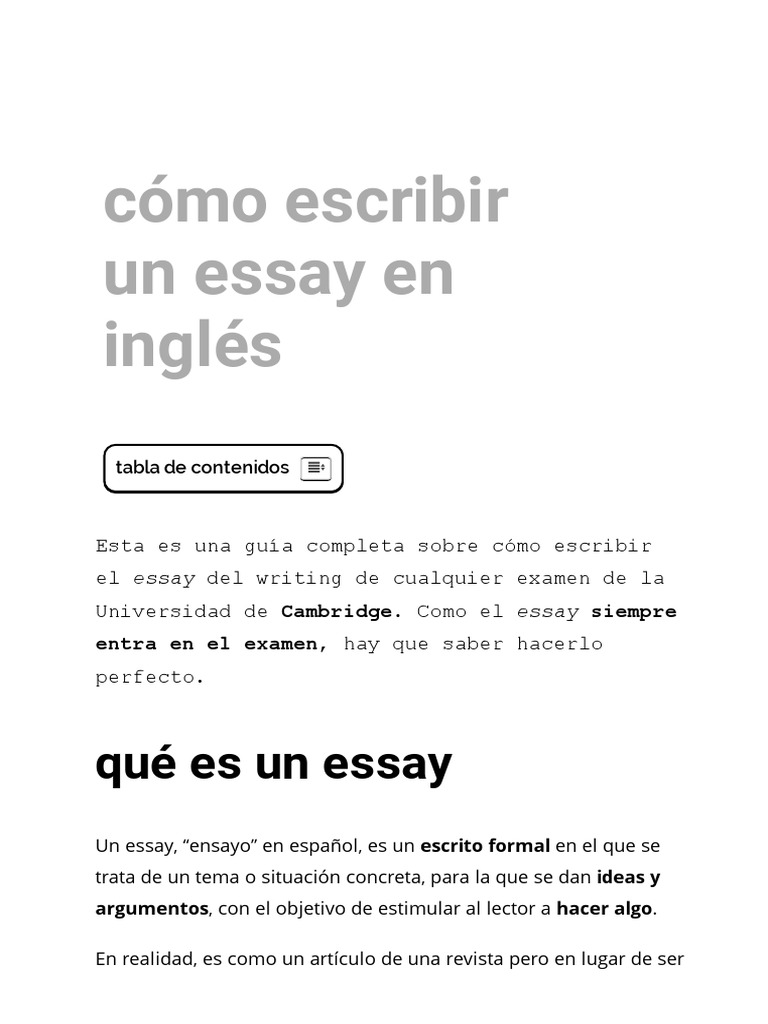 Cómo Escribir Un Essay en Inglés - Idiomium | PDF | Comunicación humana ...