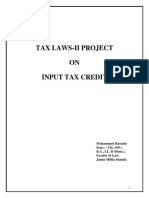 Tax Laws-Ii Project ON Input Tax Credit