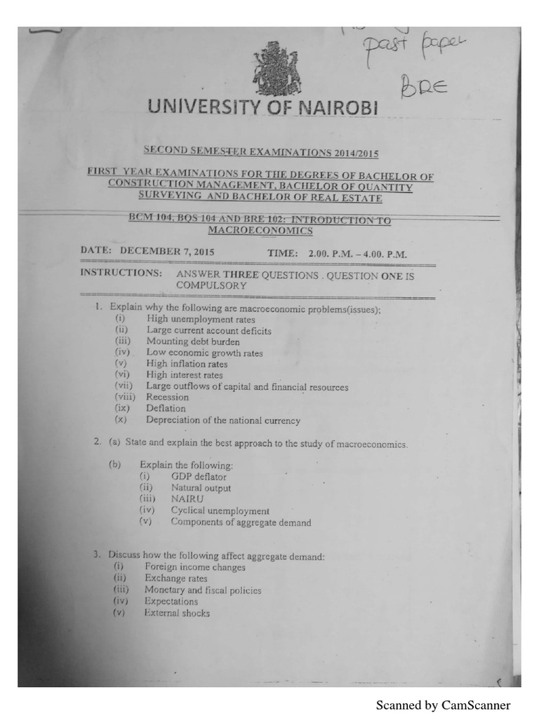 Quantity Surveying Past Papers PDF