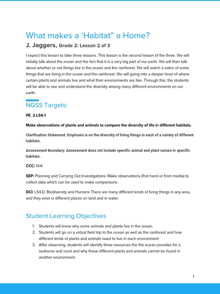 Josie Jaggers - Life Scince Lesson - Week 2 | PDF | Biodiversity