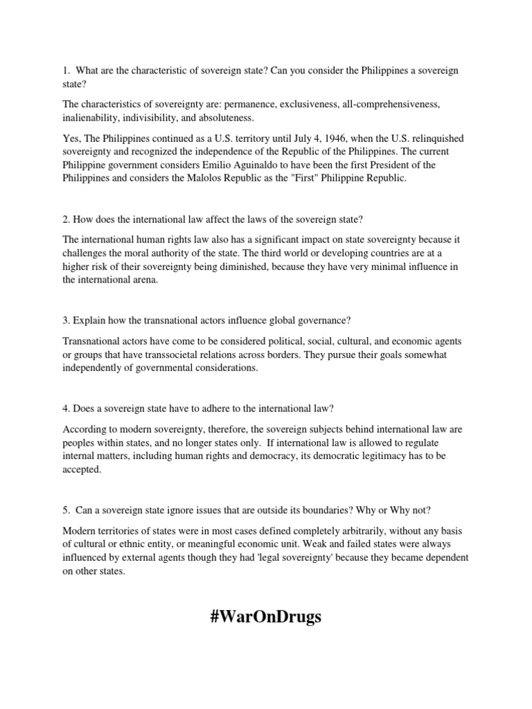 Sovereignty and Drug War Solutions in the Philippines | PDF ...