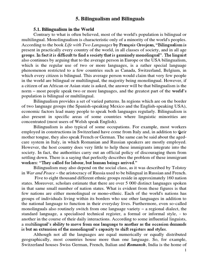 Understanding Global Bilingualism | PDF | Multilingualism | First Language