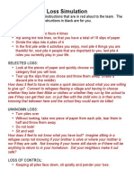 Loss Simulation: Instructor: Read All Instructions That Are in Red Aloud To The Team. The