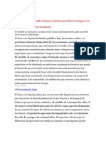 El Banco de España Pide A Bancos y Clientes Que Midan Los Riesgos en La Contratación de Créditos Al Consumo