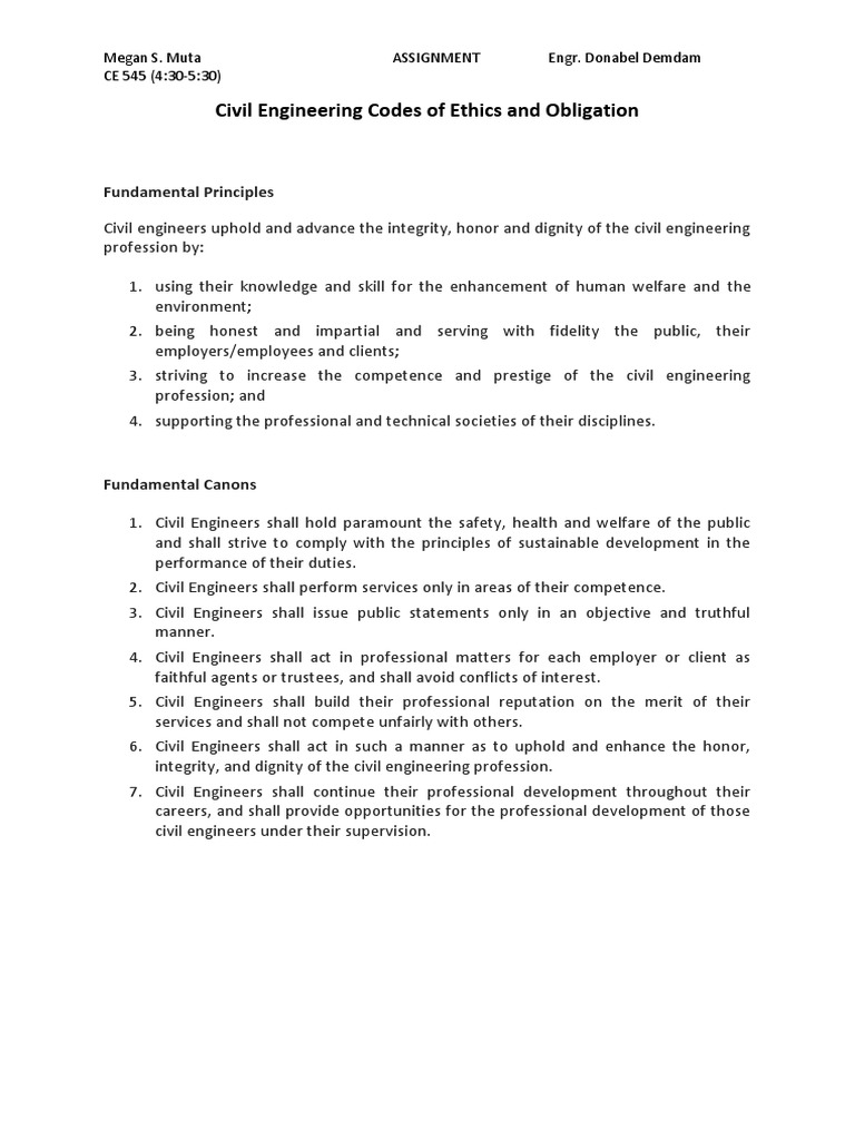 Civil Engineering Ethics and Obligations | PDF | Engineer | Engineering