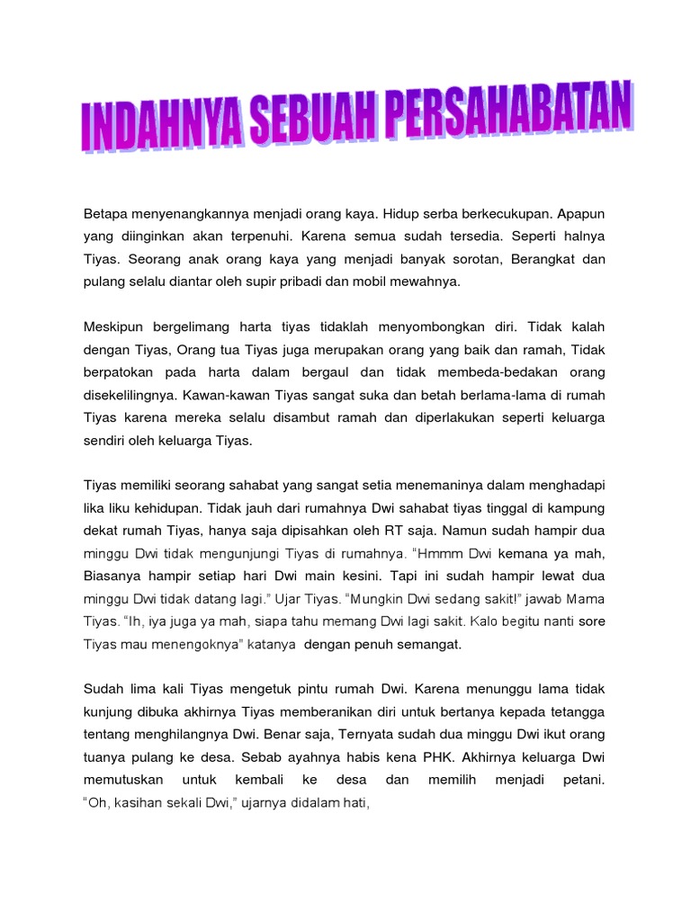 Cerpen Betapa Menyenangkannya Menjadi Orang Kaya