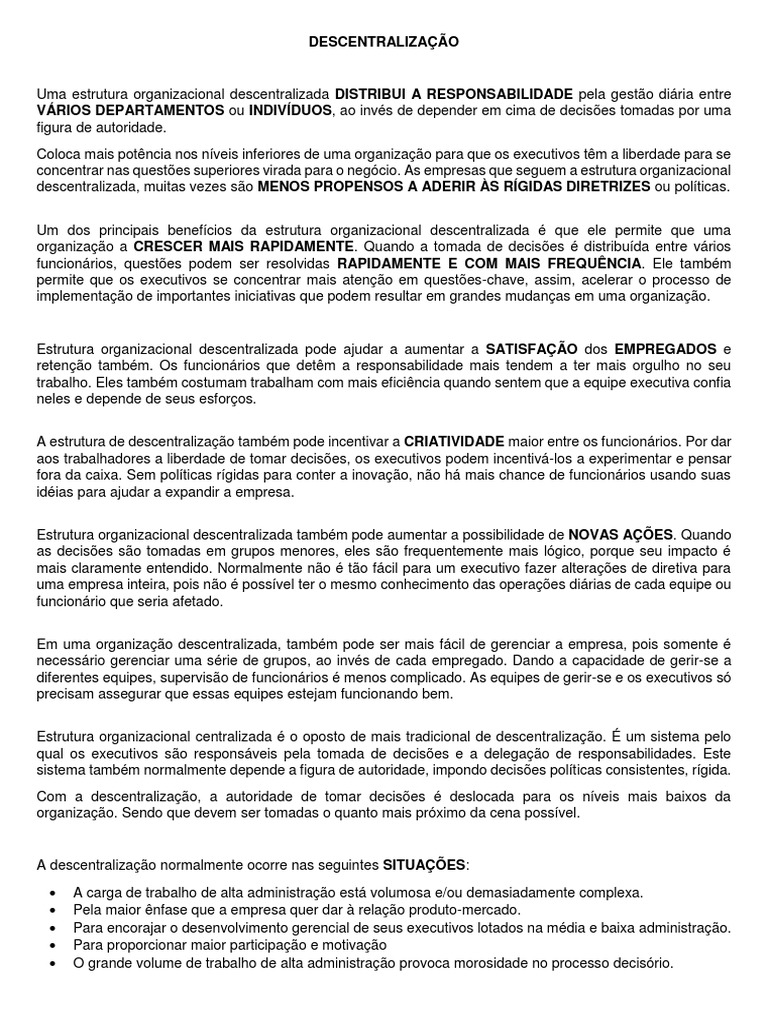 Descentralização e Delegação | PDF | Motivação | Motivacional, image size:768x1024