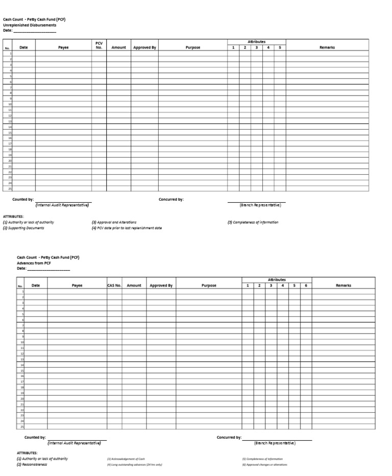 Petty Cash Fund Audit Template | PDF