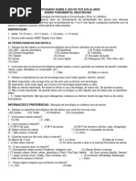 Questionario Sobre o Uso de Tics Aos Alunos Iniciais