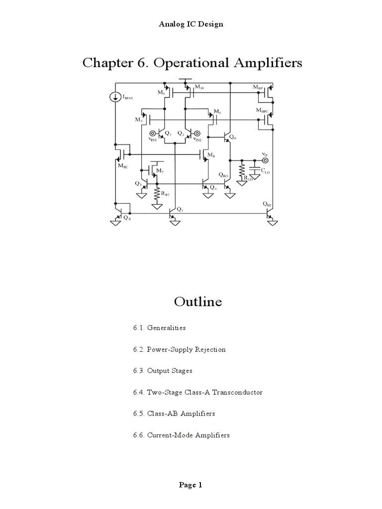 Chapter 6. Operational Amplifiers Analog IC Design PDF Amplifier