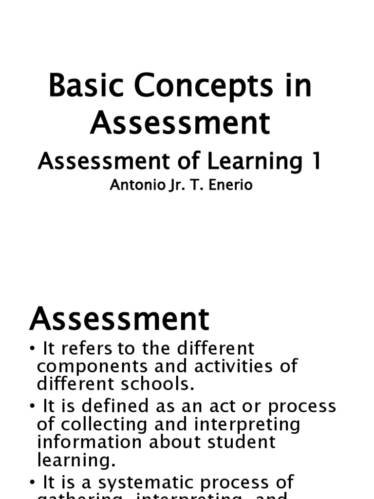 Basic Concepts of Assessment in Education | PDF | Educational ...