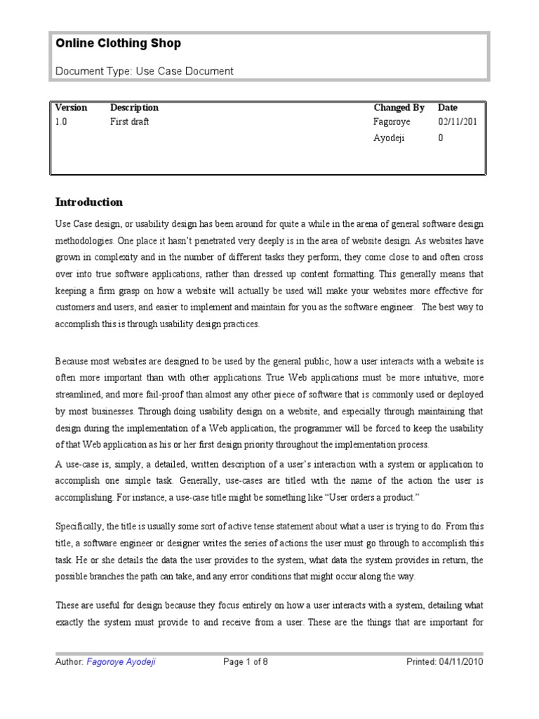 Online Shop Usability Use Case | PDF | Use Case | Usability
