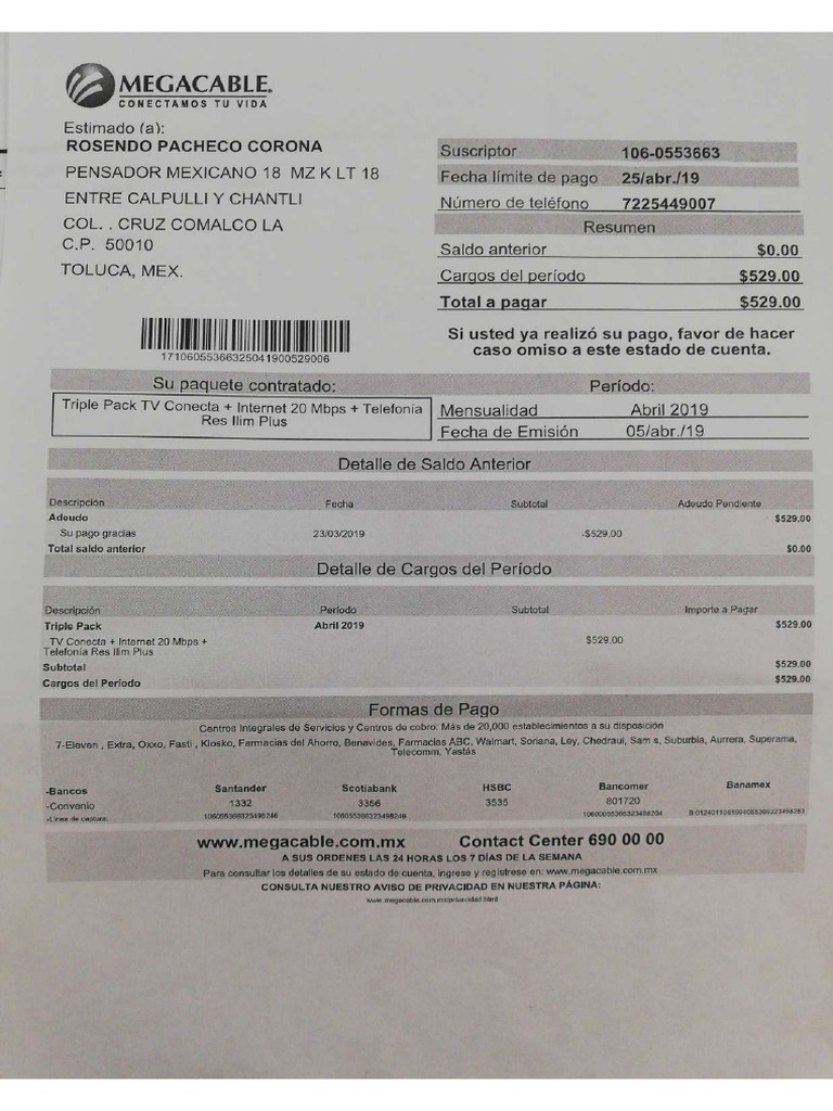 Comprobante Domicilio Megacable | PDF