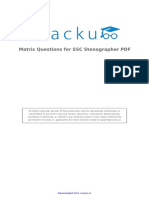 SSC Stenographer Matrix Questions PDF