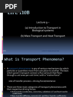 LIFE 110B: Lecture 9 - (A) Introduction To Transport in Biological Systems (B) Mass Transport and Heat Transport