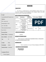 Resume: Course Institution Board/ University Percentage Year of Passing