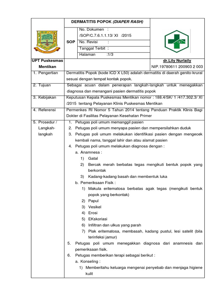 Sop l22 Diaper Rash PDF