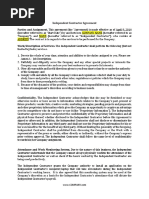 Independant Contractor Agreement