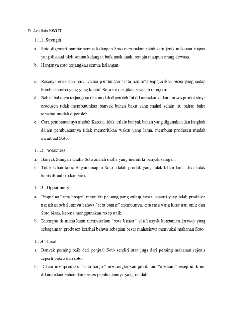 Analisis Swot Soto Docx