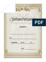 Certificate of Participation: Presented To