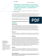 Carbohydrate-Restricted Diet and Exercise Increase Brain-Derived Neurotrophic Factor and Cognitive Function: A Randomized Crossover Trial