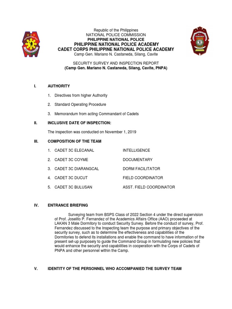 Pnpa Security Survey Report Pdf Physical Security Military