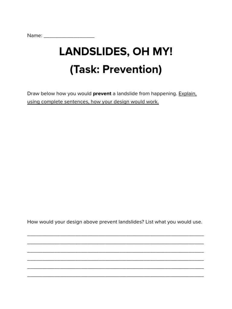 Landslide Prevention Design Activity | PDF