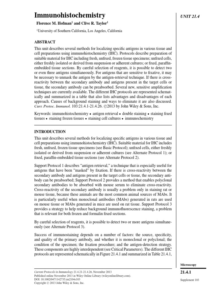Ihc Protocol | PDF | Immunohistochemistry | Fixation (Histology)