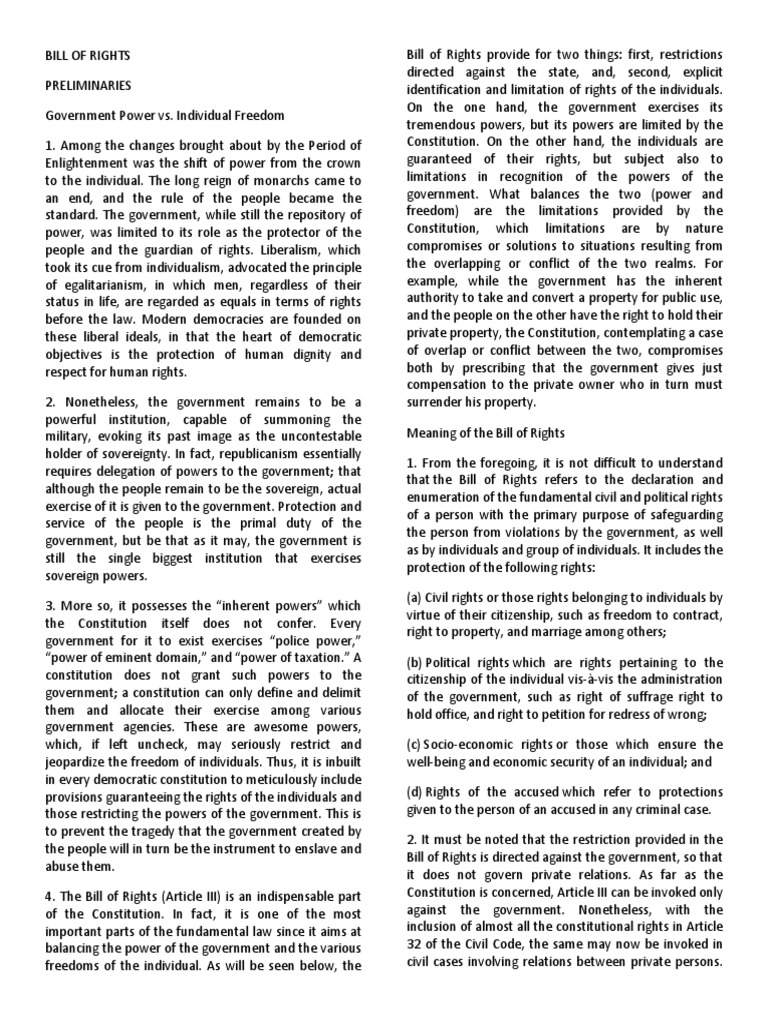 Bill of Rights Explanation | PDF | Search And Seizure | Telephone Tapping